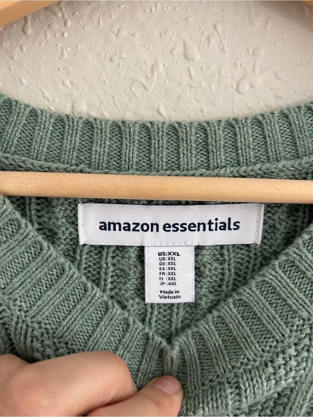 Amazon Essentials Cotton Cableknit Crewneck Sweater Ribbed Fisherman Style XXL